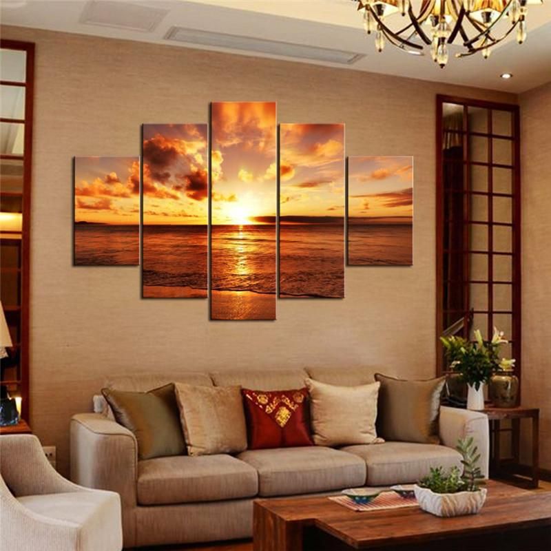The Horizon – Nature 5 Panel Canvas Art Wall Decor – Canvas Storm In Natural Wall Art (View 4 of 15)