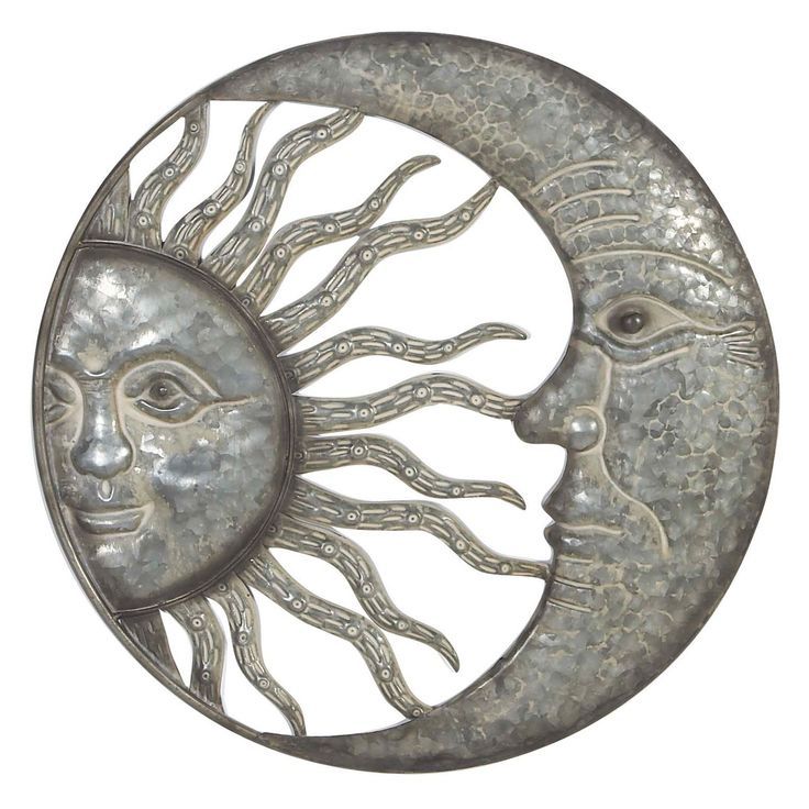 The Round Decmode Iron Celestial Sun And Moon Wall Decor Is Designed Pertaining To Moonlight Wall Art (View 4 of 15)