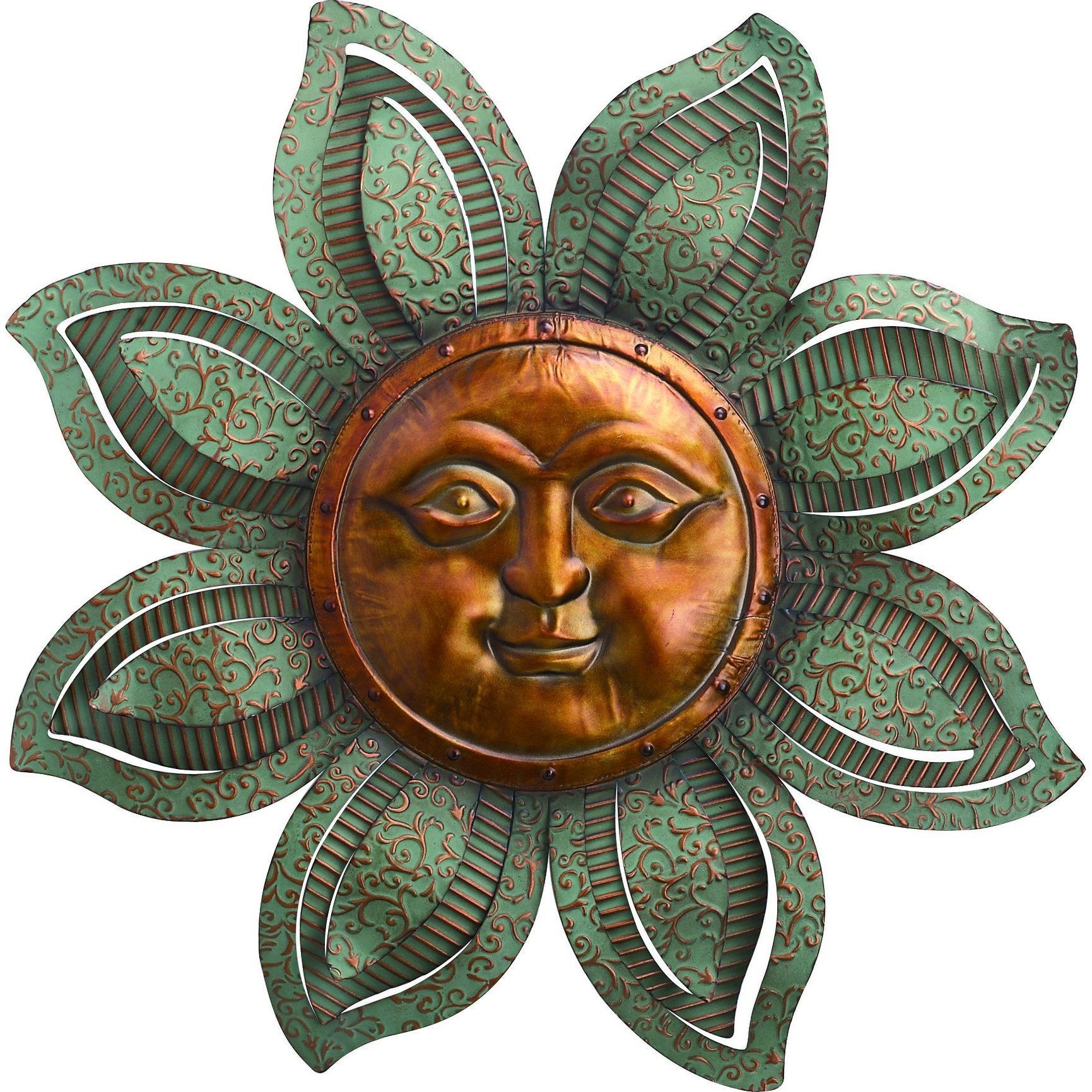 Transpac Metal Silver Spring Textured Sun With Face Decor | Metal For Textured Metal Wall Art (View 8 of 15)