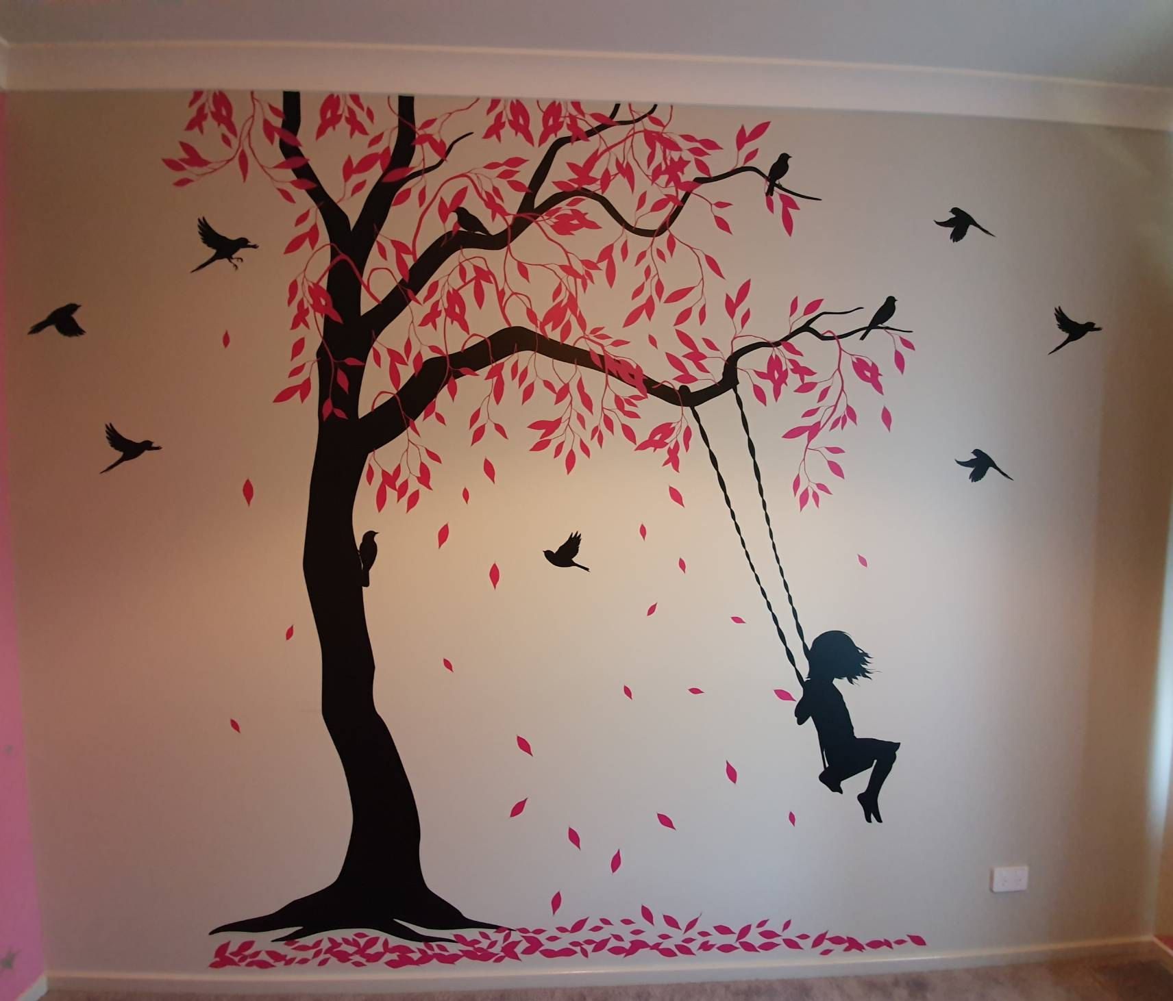 Tree Decal With Swings And Birds Large Nursery Tree Vinyl Wall Art Wall Regarding Reeder Wall Art (View 10 of 15)