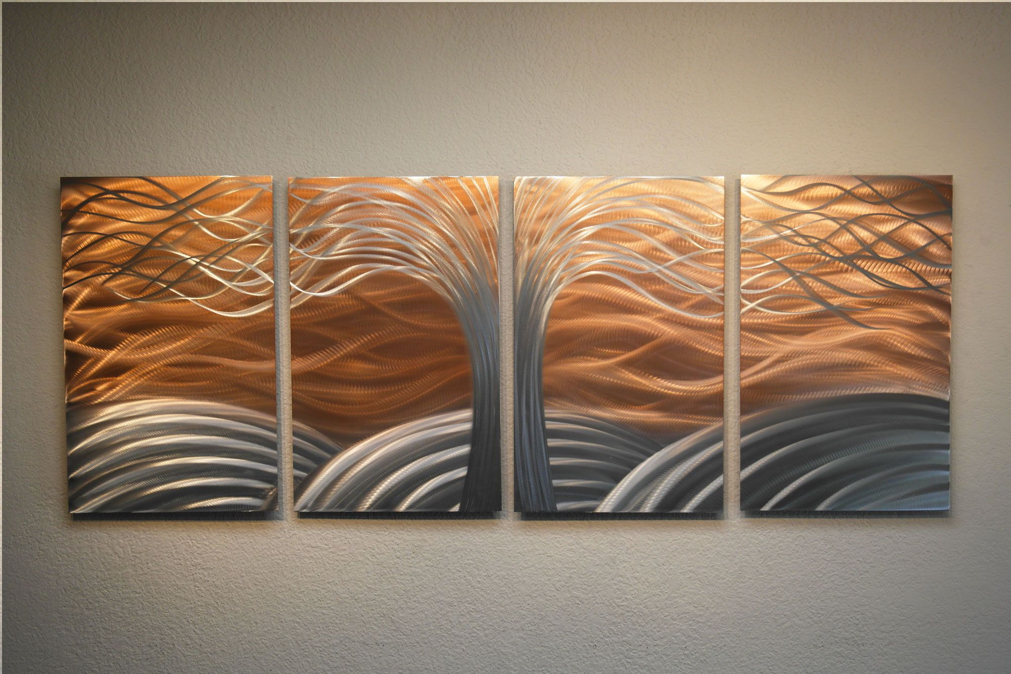 Tree Of Life Bright Copper – Metal Wall Art Abstract Sculpture Modern Regarding Trees Silver Wall Art (View 1 of 15)