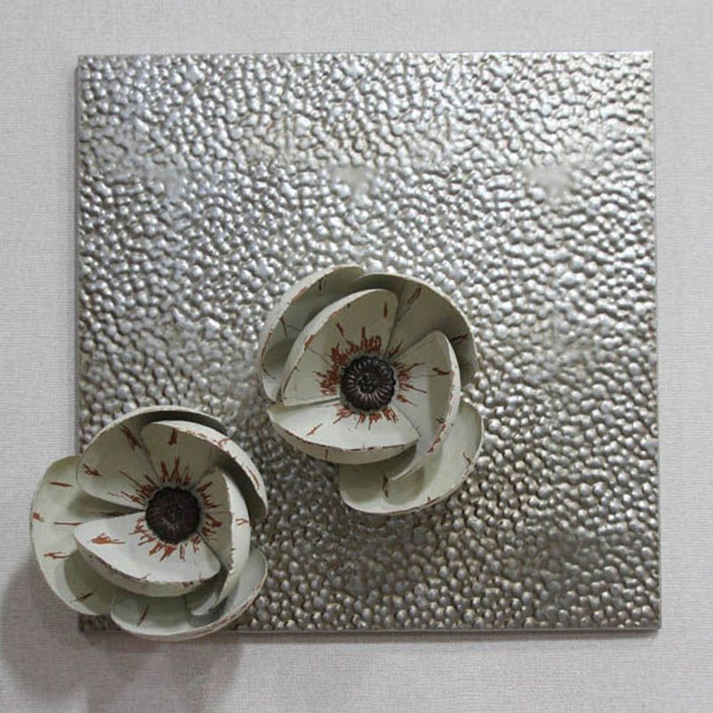 Two Silver Flowers Iron Wall Art Metal Crafts Art Craft Home Throughout Silver Flower Wall Art (View 5 of 15)