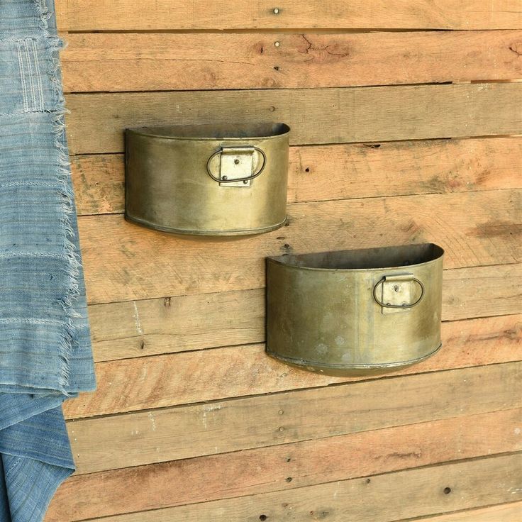 Unique Half Round Wall Mounted Metal Planters Set Of 2 Rustic Farmhouse Throughout Half Circle Metal Wall Art (View 4 of 15)