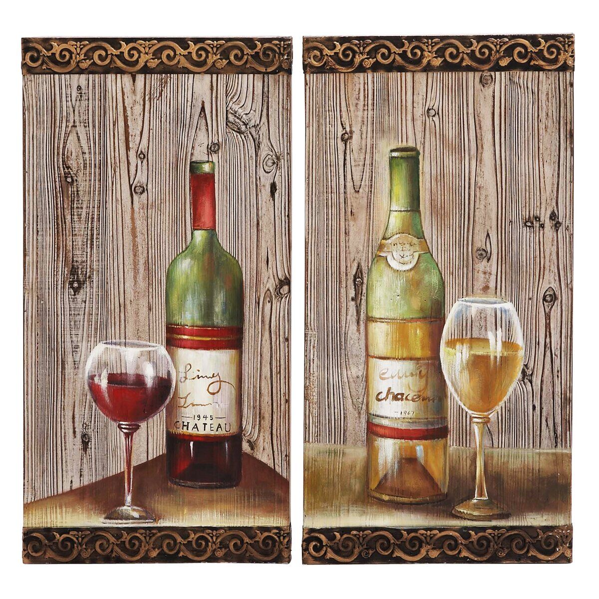 Urban Designs 2 Piece Le Chateu Wine Bottles Wood Wall Decor Set | Wayfair With Regard To Wine Wall Art (View 6 of 15)