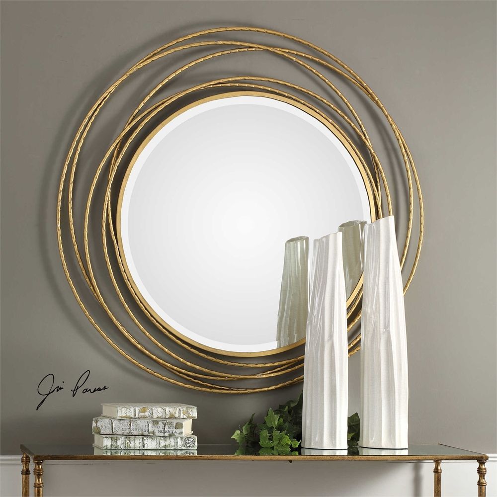 Uttermost Whirlwind Gold Round Mirror | Round Gold Mirror, Mirror With Whirlwind Metal Wall Art (View 4 of 15)