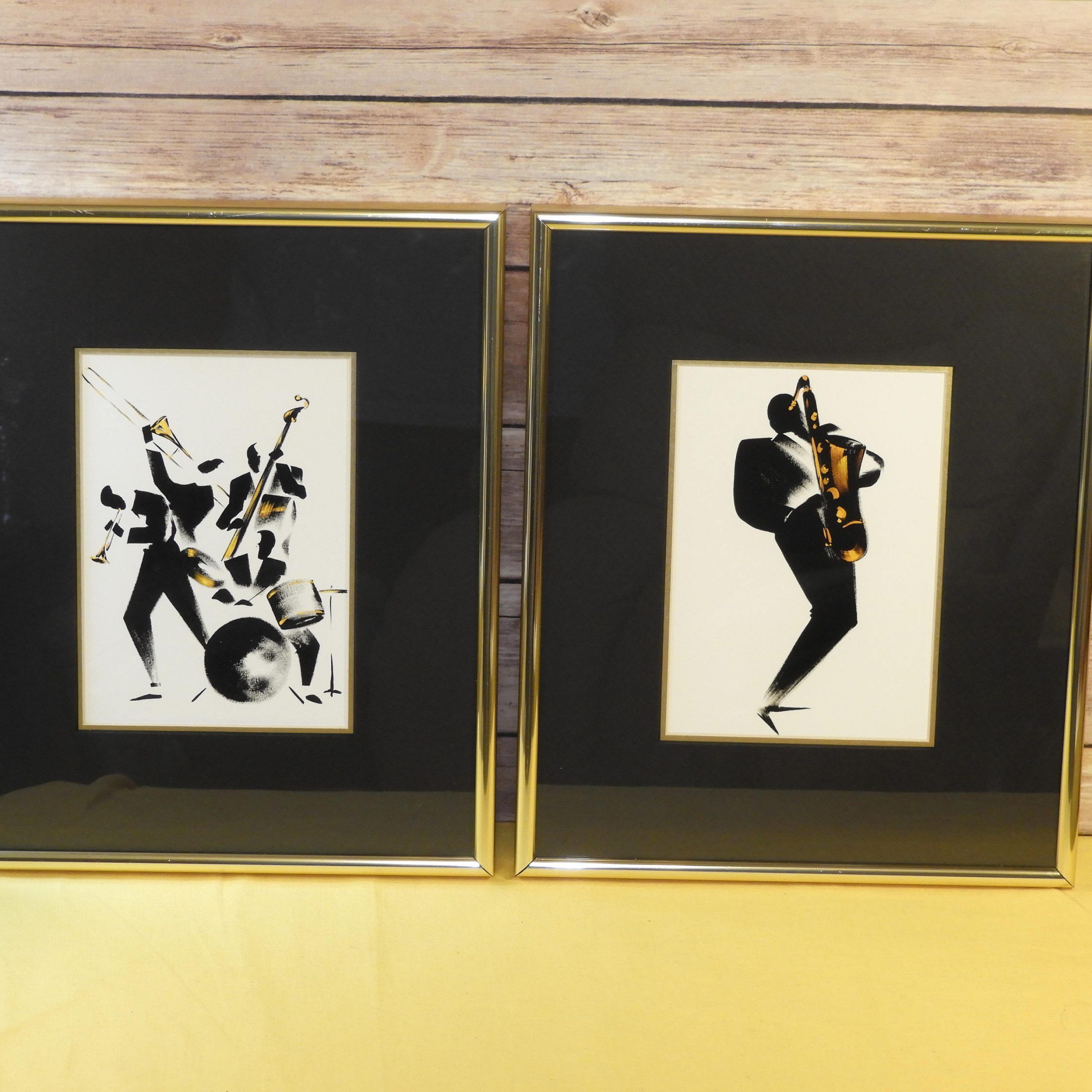 Vintage Jazz Prints (2),empty Space Framed Art,gold Nielsen Quality Intended For Brushed Gold Wall Art (View 8 of 15)