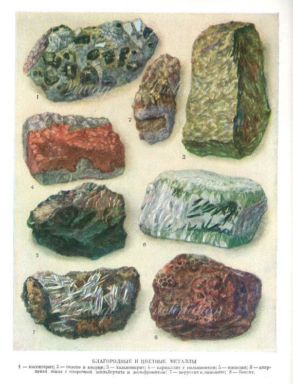 Vintage Minerals Print Antique Gems Precious Stones 1940S Print, Art Regarding Minerals Wall Art (View 12 of 15)