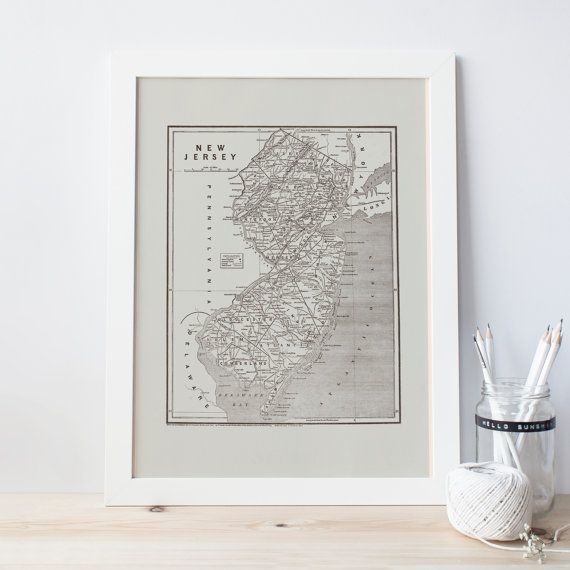 Vintage New Jersey Map – Vintage New Jersey Wall Art, Antique New Within New Jersey Wall Art (View 1 of 15)