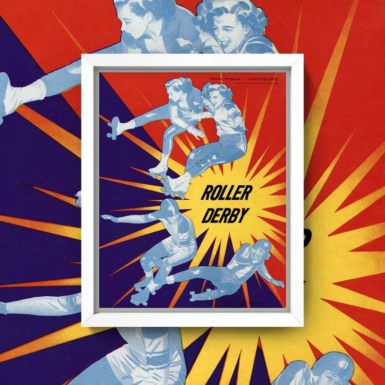 Vintage Roller Derby Print 8x10 Wall Art Retro Roller | Etsy Regarding Derby Wall Art (View 1 of 15)