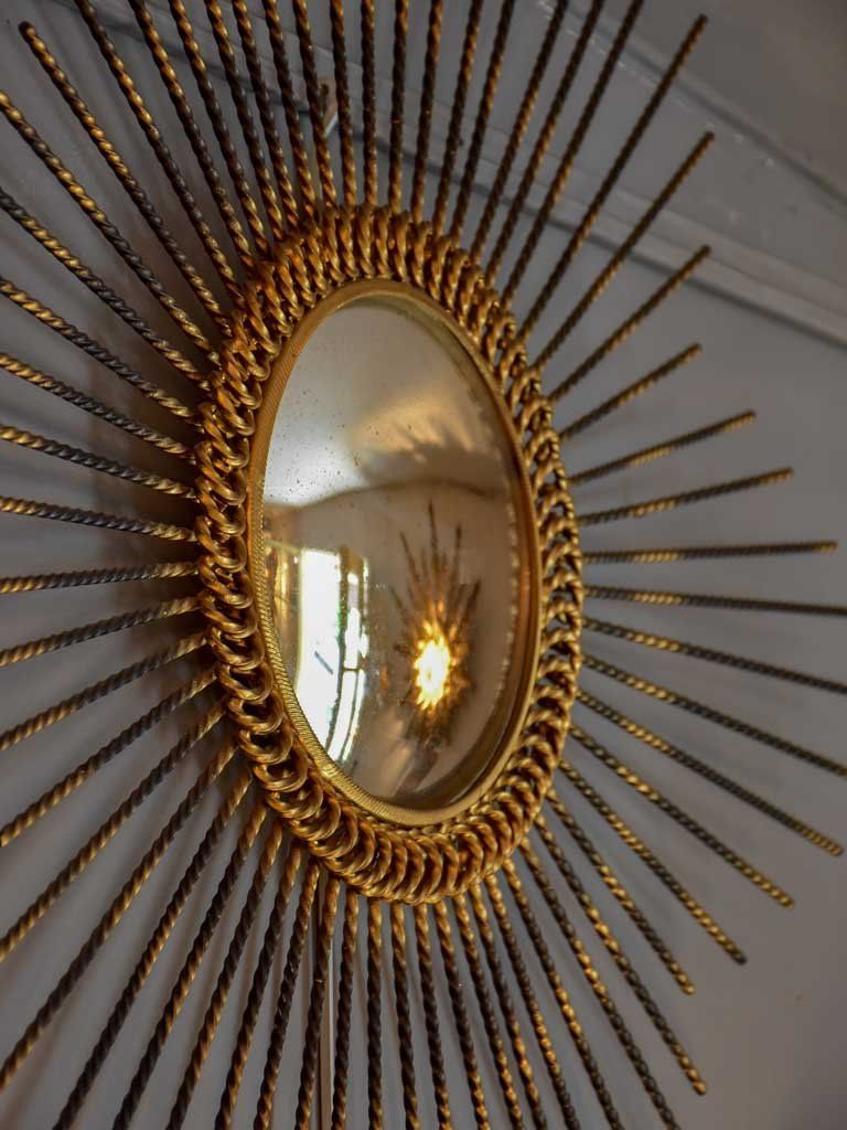 Vintage Sunburst Mirror With Convex Glass 33½" Diameter (With Images With Regard To Twisted Sunburst Metal Wall Art (View 11 of 15)