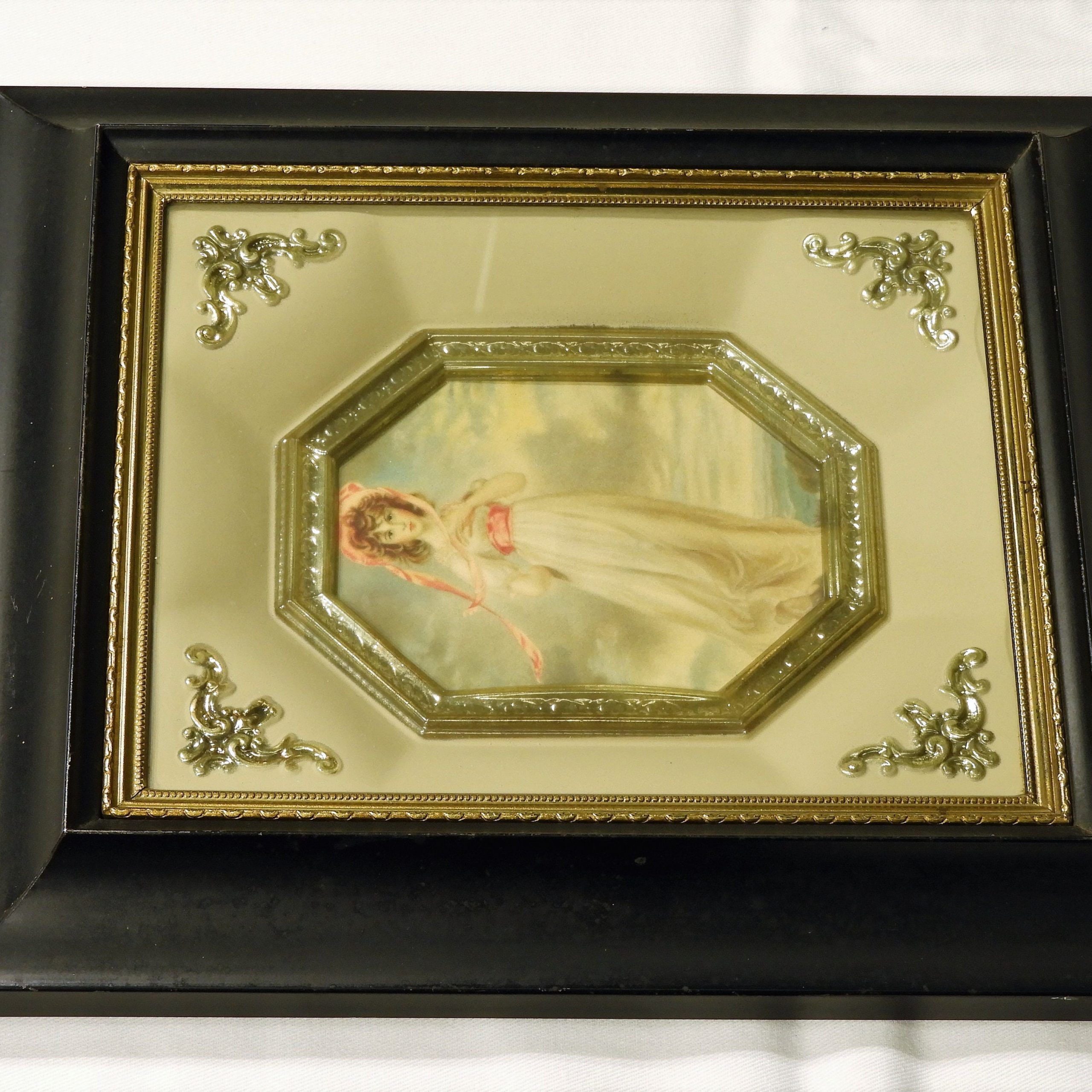 Vintage Wall Decor, 3D Victorian Decorations, Gentleman Lady Lithograph With Shadow Box Wall Art (View 7 of 15)