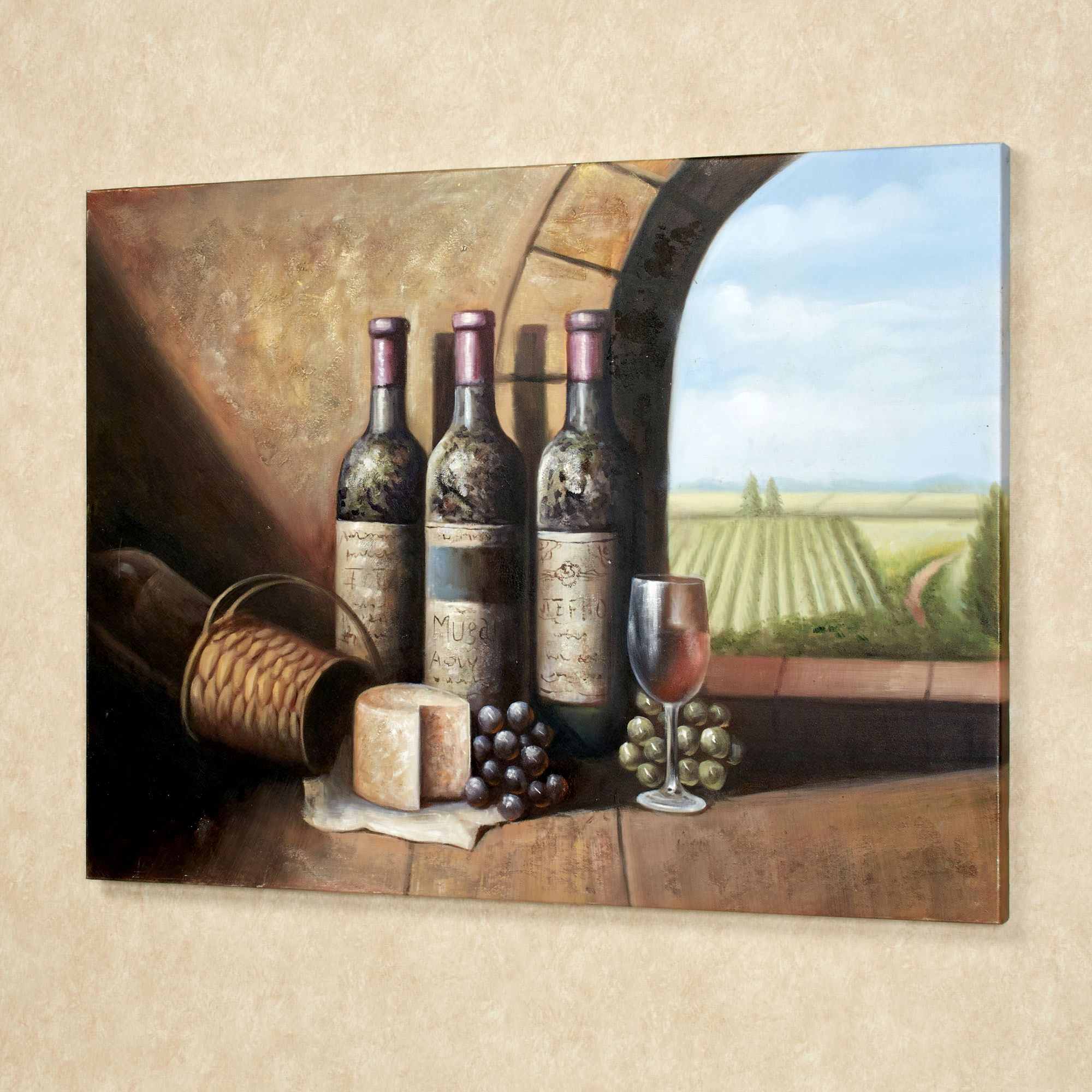 Vintage Wine Handpainted Canvas Art With Wine Wall Art (View 2 of 15)