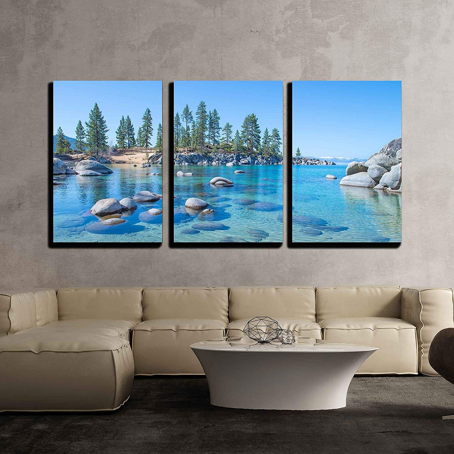 Wall26 – 3 Piece Canvas Wall Art – Beautiful Blue Clear Water On The With Blue Morpho Wall Art (View 1 of 15)