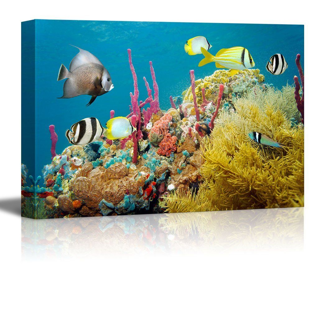 Wall26 – Canvas Prints Wall Art – Colored Underwater Marine Life In A Pertaining To Sea Wall Art (View 15 of 15)