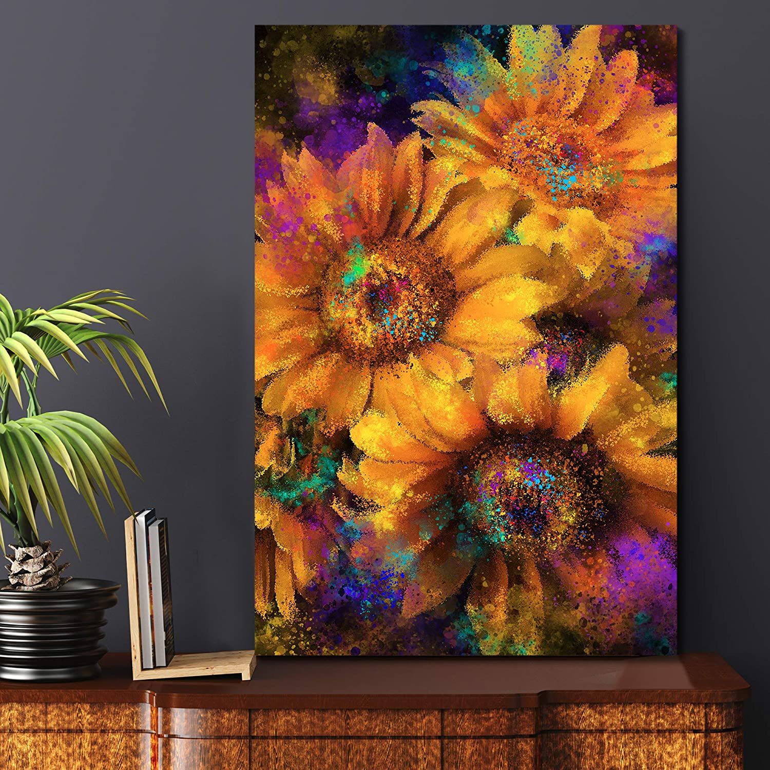 Wall26 Canvas Wall Art Sunflower Painting Wall Decor Stretched And Throughout Sunflower Metal Framed Wall Art (View 4 of 15)