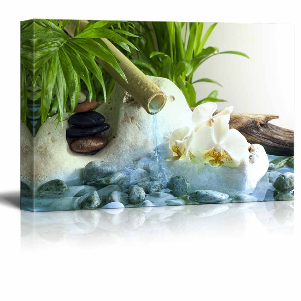 Wall26 – Orchids And Zen Stones With Falling Water Spa Concept – Canvas With Zen Life Wall Art (View 8 of 15)