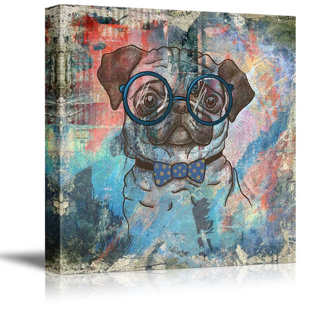 Wall26 Square Dog Series Canvas Wall Art – Vintage Style Colorful Pertaining To Dog Wall Art (View 8 of 15)