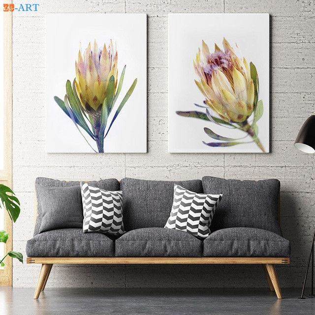 Watercolor Protea Print Yellow Flower Picture Australian Native Flower With Yellow Bloom Wall Art (View 2 of 15)