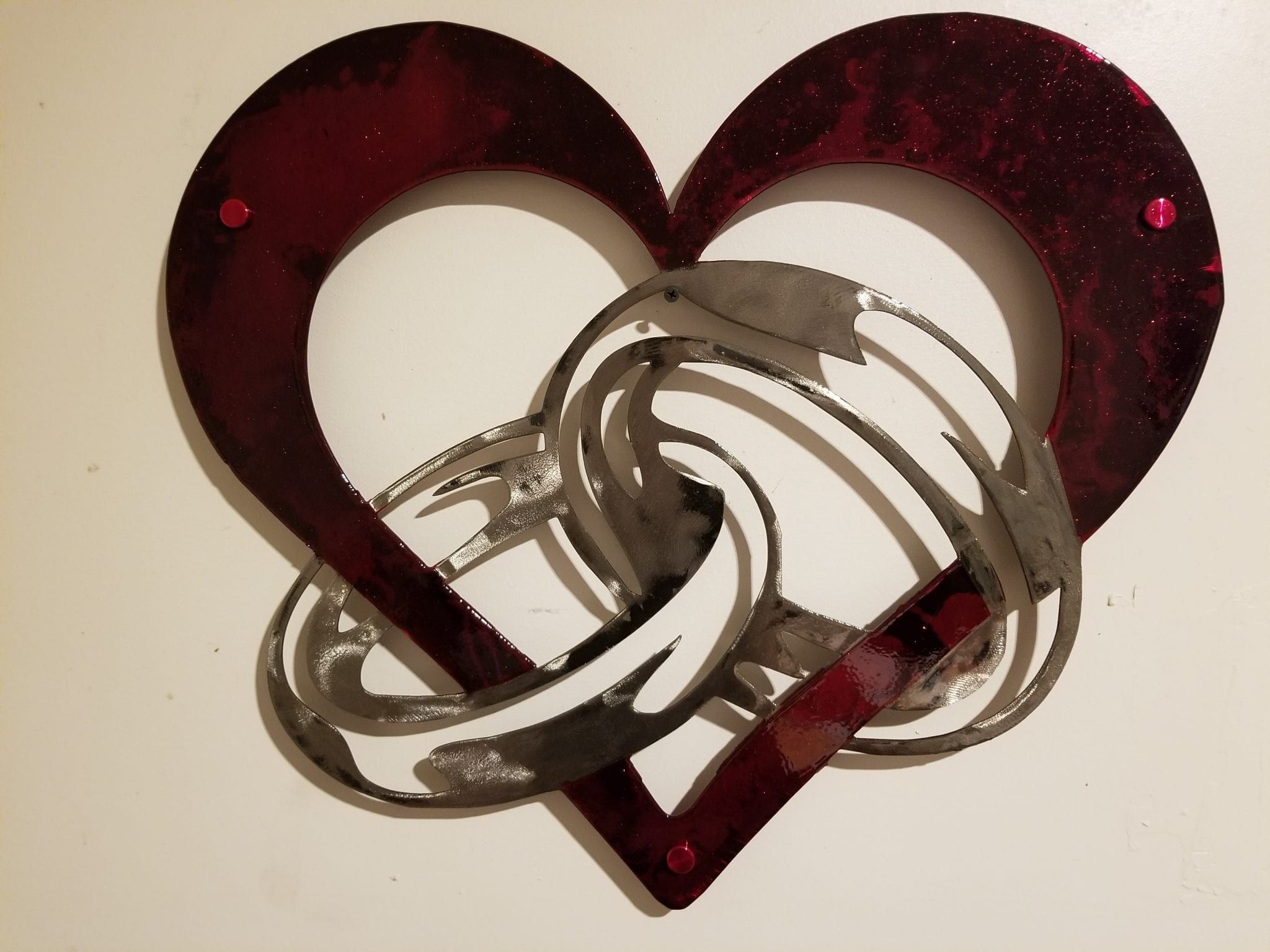 Wedding Rings W/Heart | Comito Metal Art In Layered Rings Metal Wall Art (View 2 of 15)