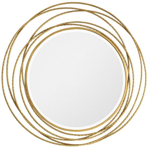 Whirlwind Metallic Gold Leaf 39 1/4" Round Wall Mirror ($284) Liked On With Whirlwind Metal Wall Art (View 15 of 15)