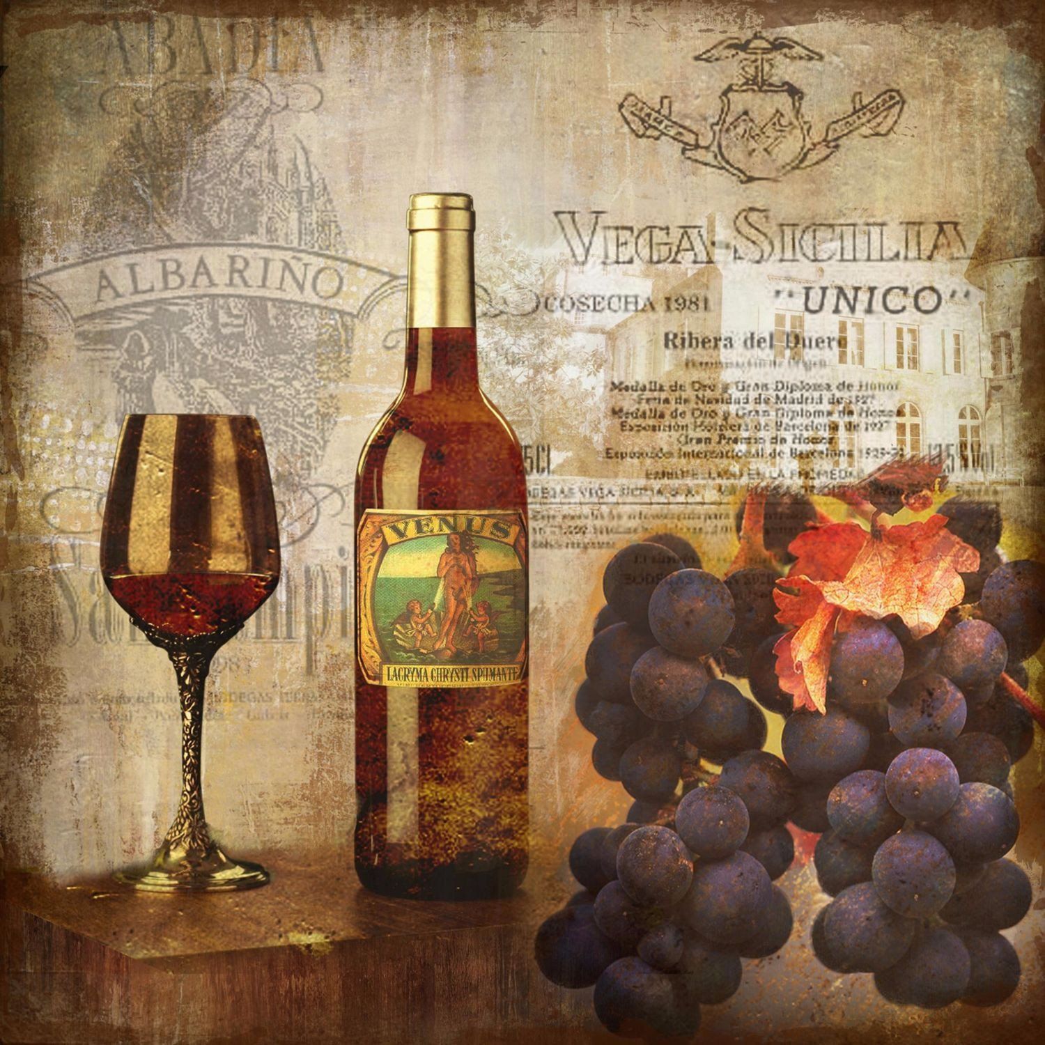Wine And Grapes Vintage Art – Canvas Prints | Wine Wall Decor, Square Throughout Grapes Wall Art (View 3 of 15)