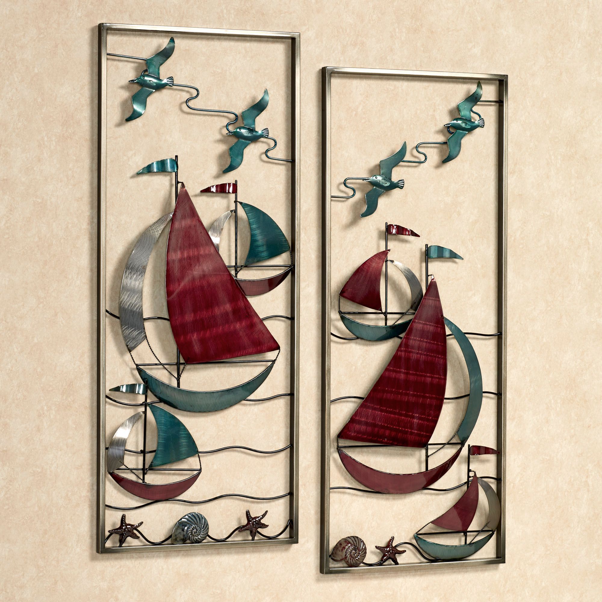 With The Sea Metal Sailboat Wall Art Panel Set | Sea Wall Art, Sailboat Inside Ocean Metal Wall Art (View 10 of 15)