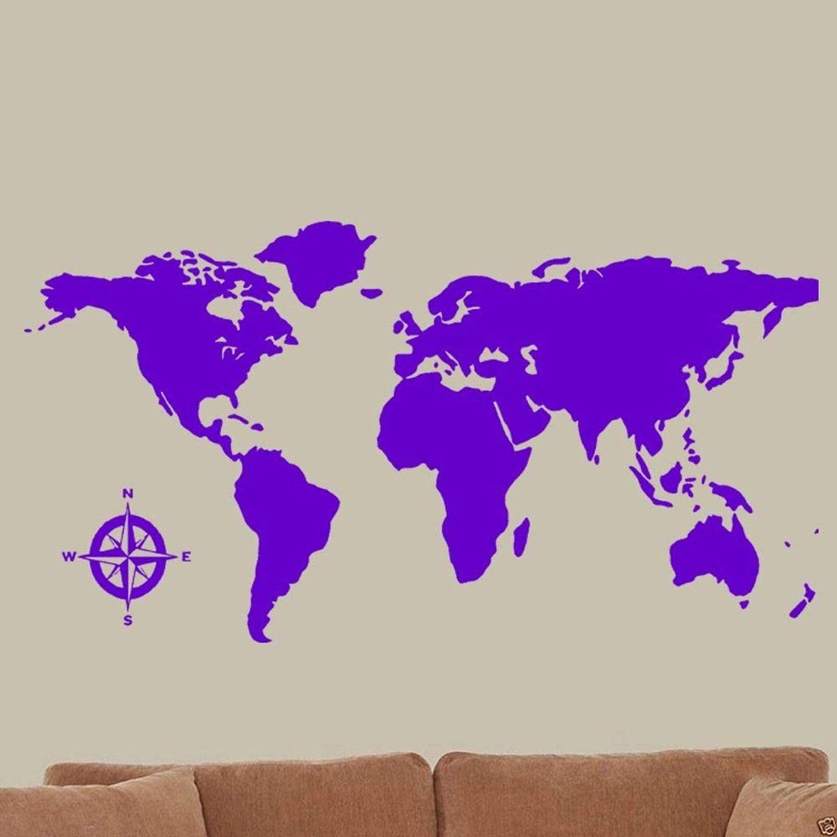 World Map Global Decal Vinyl Wall Art Countries Continents Wall Decal Pertaining To Globe Wall Art (View 12 of 15)