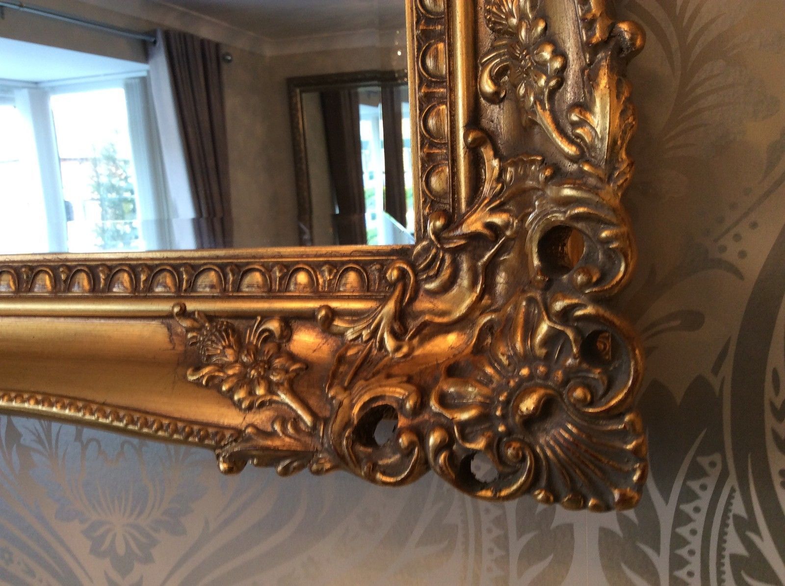 X Large Antique Gold Shabby Chic Ornate Decorative Wall Mirror Free Postage Within Gold Metal Mirrored Wall Art (View 11 of 15)
