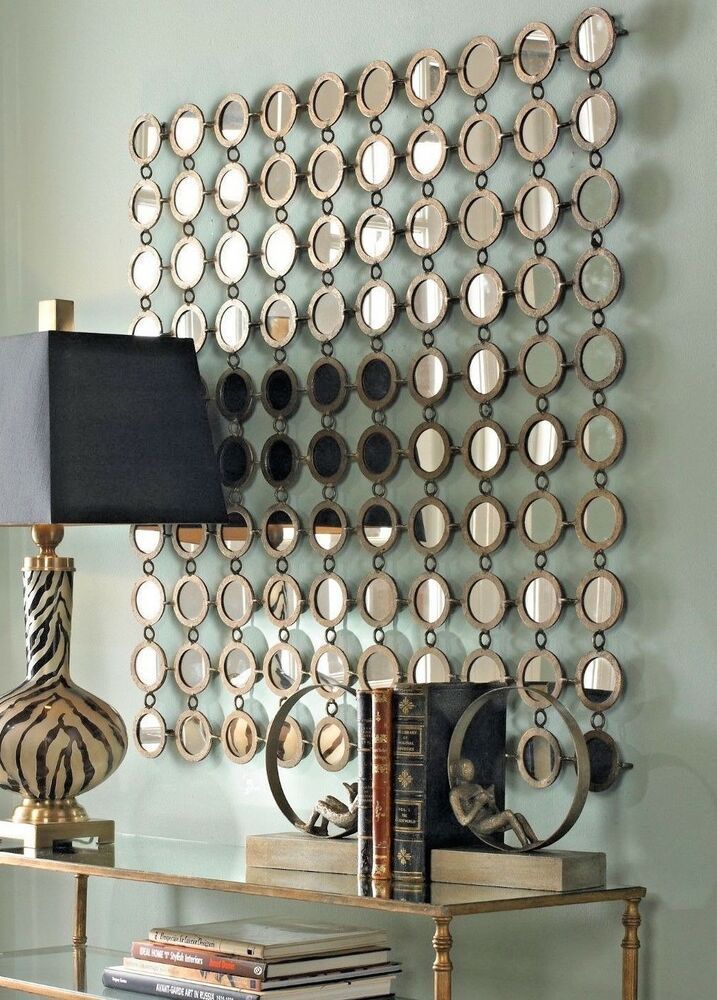 Xl 40" Anthropologie Wall Mirror Circles Metal Art Modern Moroccan Inside Metal Mirror Wall Art (View 4 of 15)
