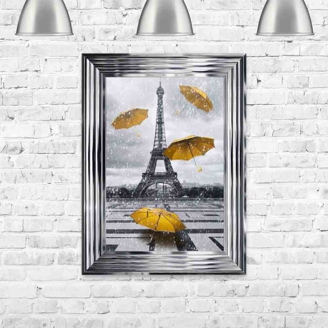 Yellow Umbrellas At The Eiffel Tower Paris Framed Wall Artshh In Tower Wall Art (View 7 of 15)
