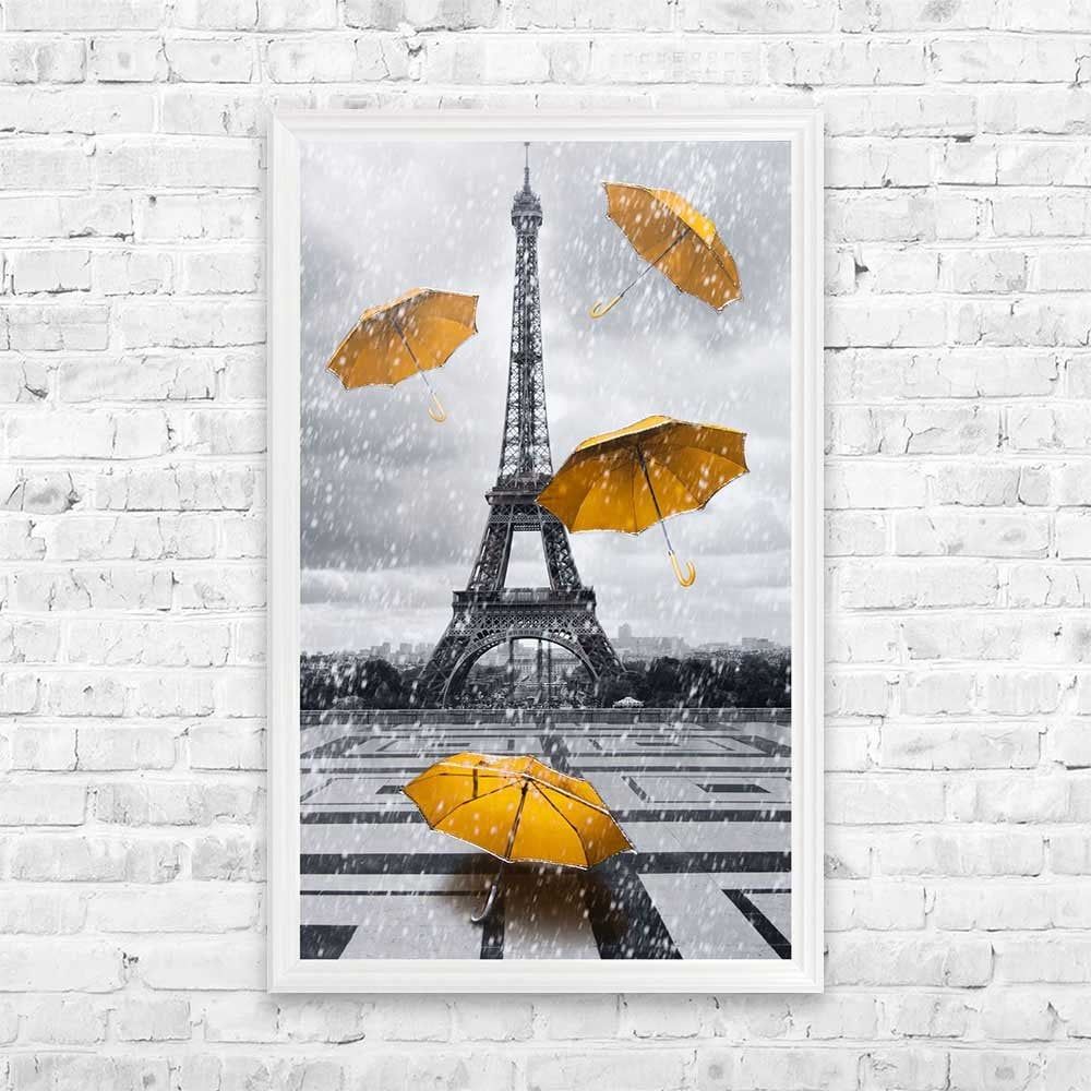Yellow Umbrellas At The Eiffel Tower Paris Framed Wall Artshh Within Tower Wall Art (View 13 of 15)