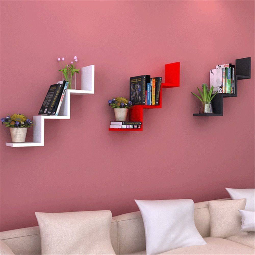Zerone Creative Wall Mounted W Shelves, Minimalist Modernist Style Within Wall Art With Shelves (View 2 of 15)