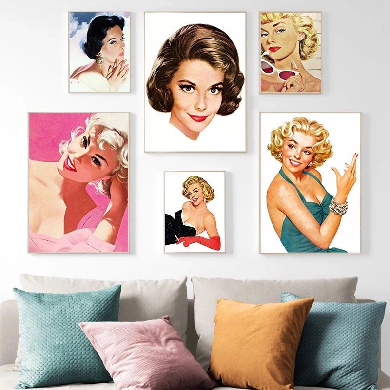 1950s Girls Vintage Posters And Prints Bedroom Decor Beautiful Woman Photo Retro  Wall Art Canvas Painting Picture Bathroom Decor – Painting & Calligraphy –  Aliexpress Inside Retro Art Wall Art (View 7 of 15)