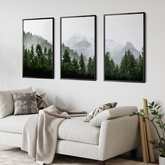 3 Piece Forest Wall Art Print Set Of 3 Forest Landscape Art – Etsy Pertaining To Forest Wall Art (View 4 of 15)