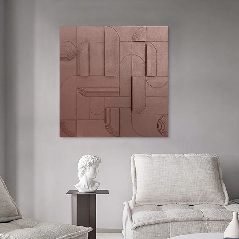 3d Japandi Abstract Wood Wall Decor For Living Room Square Hanging Art In  Brown Homary Regarding Abstract Wood Wall Art (View 11 of 15)
