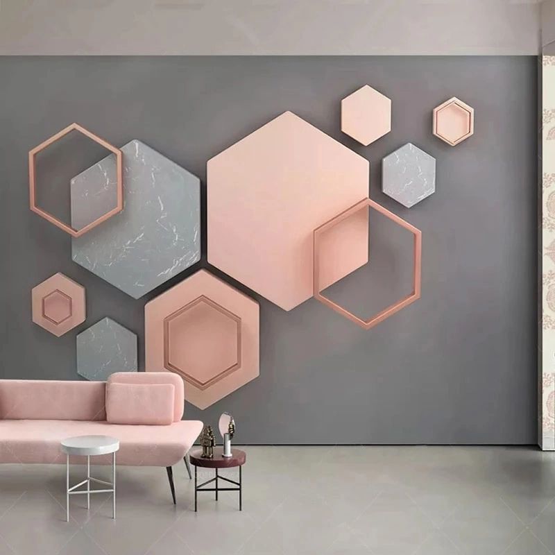 3d Stereo Hexagonal Geometric Mural Wallpaper Modern Simple Creative Art  Wall Painting Living Room Tv Background Wall Decor 3 D – Wallpapers –  Aliexpress For Hexagons Wall Art (View 8 of 15)