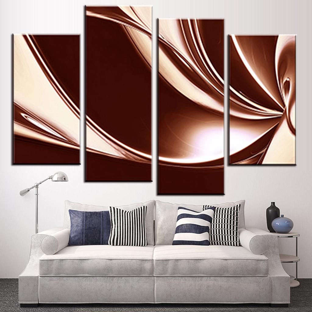 4 Pcs/set Modern Abstract Wall Painting Brown Cream Digital Canvas Wall Art  Picture Combined Unframed Canvas Painting,|canvas Monkey|canvas Tote With  Pocketscanvas Bag With Wheels – Aliexpress With Regard To Cream Wall Art (View 15 of 15)