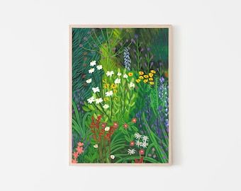 A4 A3 Wild Flower Garden Giclee Fine Art Print Flower – Etsy France Throughout Flower Garden Wall Art (View 14 of 15)