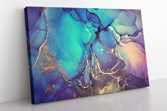 Abstract Art Marble Canvas Wall Art Alcohol Ink Home Decor – Etsy Within Ink Art Wall Art (View 5 of 15)