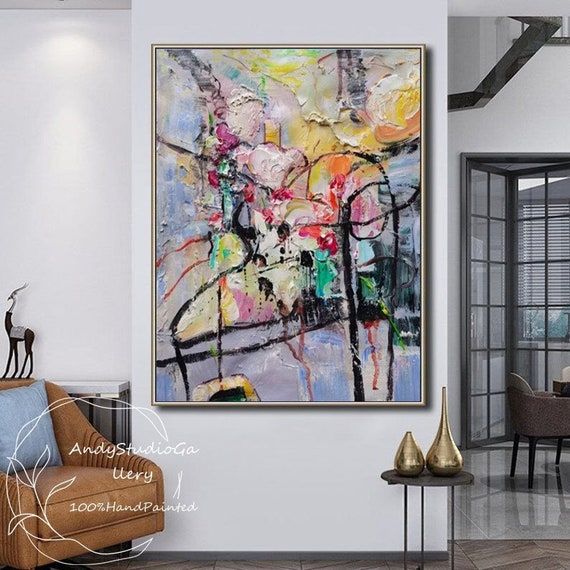 Abstract Black Line Oil Painting On Canvas Large Scale – Etsy Inside Line Abstract Wall Art (View 15 of 15)