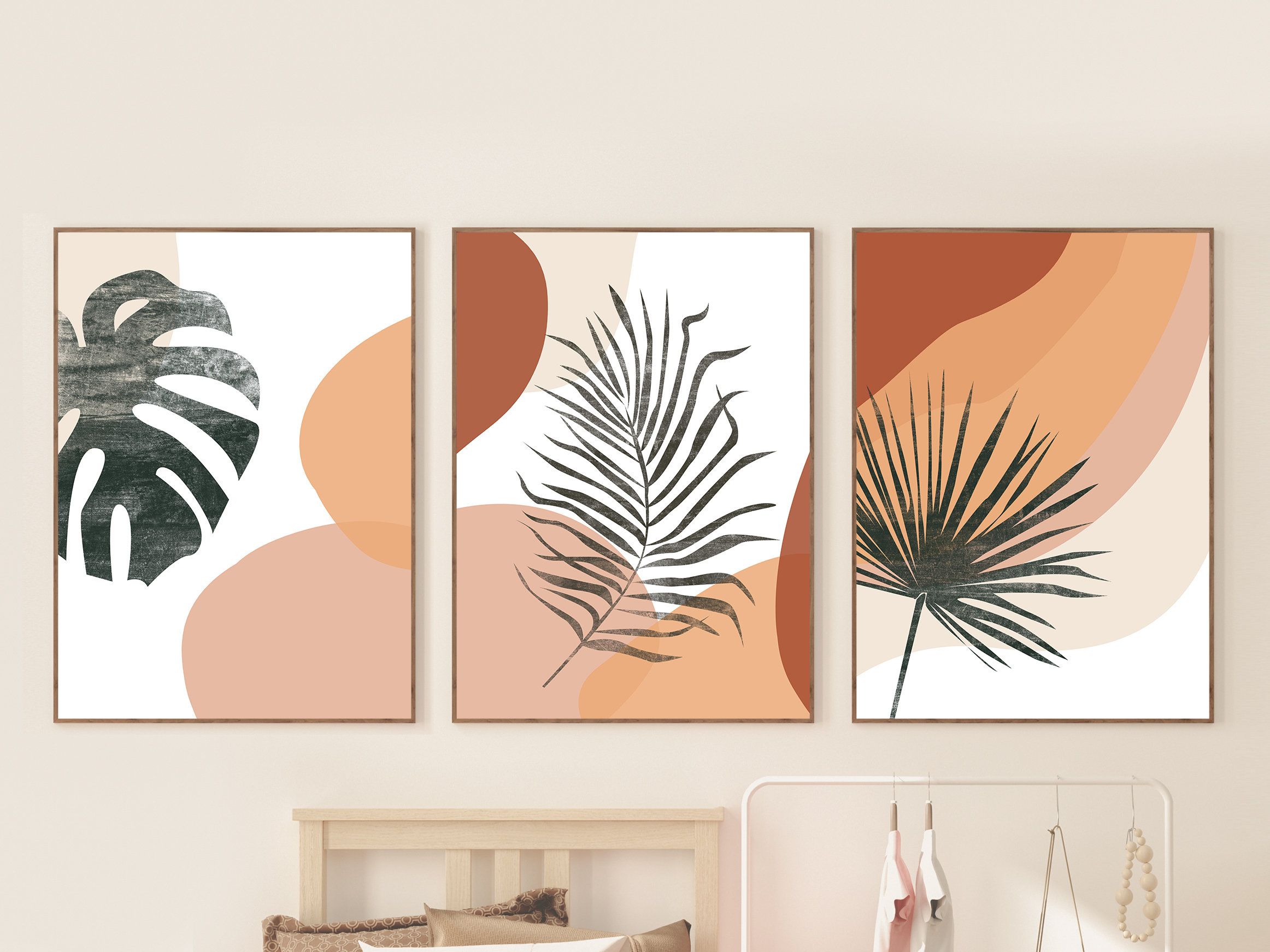 Abstract Botanical Art Set Of 3 Prints Boho Gallery Wall Art – Etsy For Abstract Tropical Foliage Wall Art (View 5 of 15)