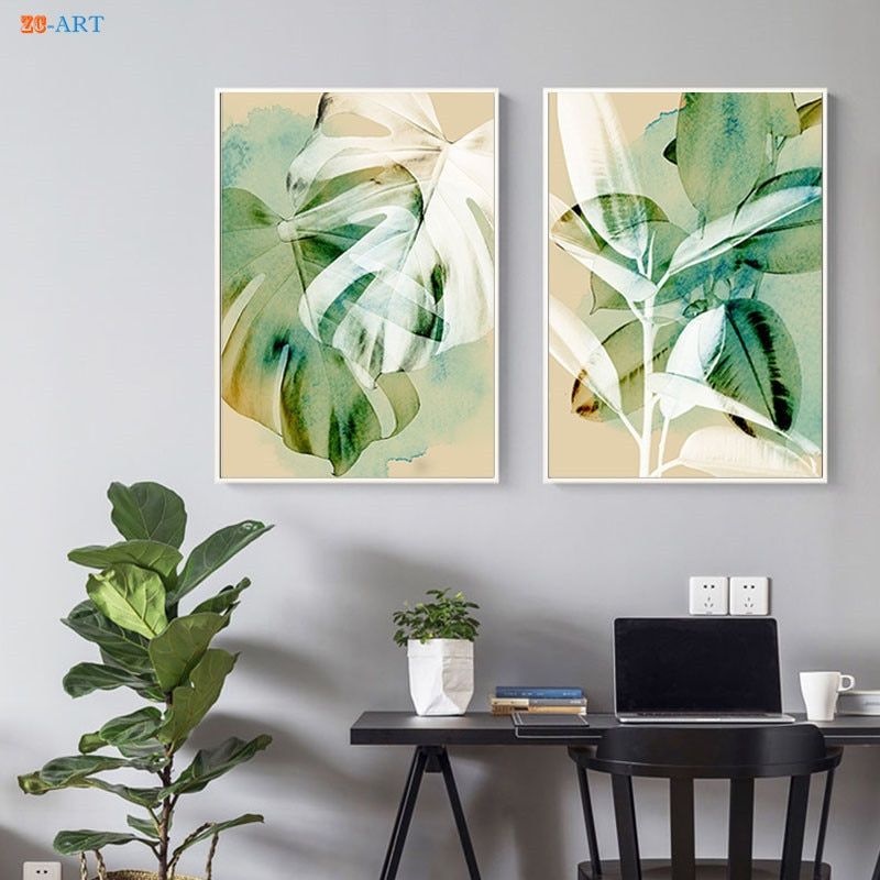 Abstract Botanical Prints Poster Tropical Leaf Canvas Painting Wall Art  Wall Paintings For Living Room Decoration Picture – Painting & Calligraphy  – Aliexpress With Regard To Abstract Tropical Foliage Wall Art (View 11 of 15)
