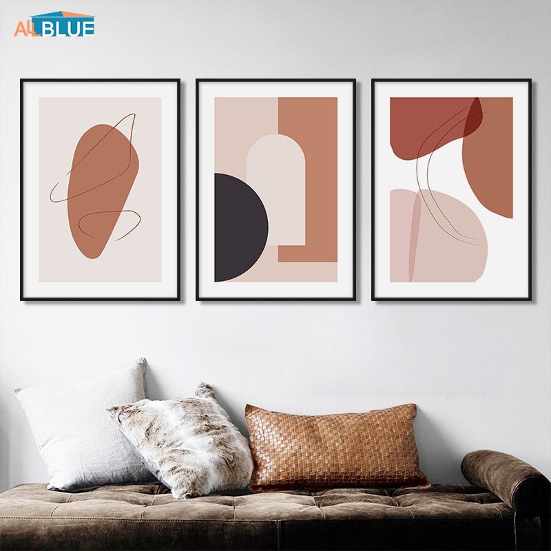 Abstract Color Block Wall Art Canvas Painting Nordic Posters And Prints  Geometric Lines Wall Pictures For Living Room Home Decor – Painting &  Calligraphy – Aliexpress With Regard To Color Block Wall Art (View 8 of 15)