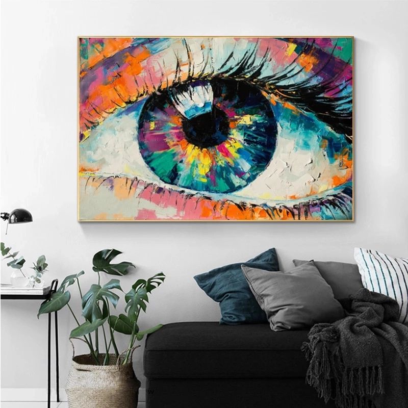 Abstract Colorful Eye Oil Painting Printed On Canvas Graffiti Art Wall Art  Canvas Painting Wall Pictures For Living Room Cuadros|painting &  Calligraphy| – Aliexpress Within Oil Painting Wall Art (View 6 of 15)
