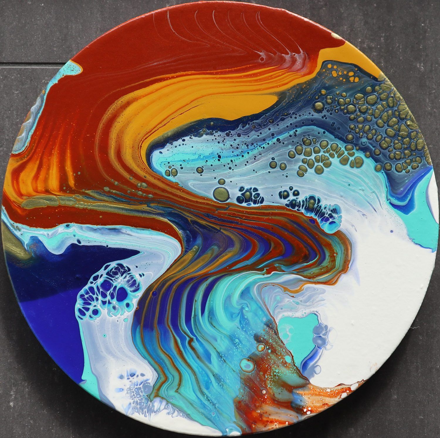 Abstract Flow On Round Canvas No (View 15 of 15)
