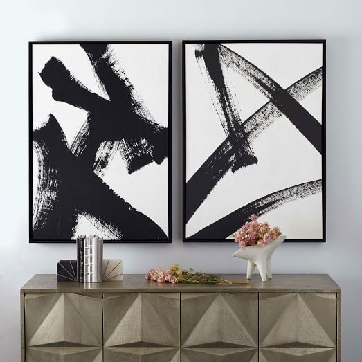Abstract Ink Brush Framed Wall Art | West Elm With Ink Art Wall Art (View 7 of 15)