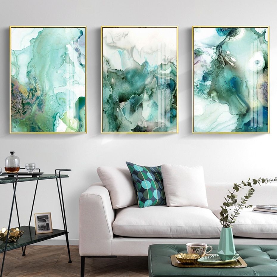 Abstract Mint Green Marble Liquid Wall Art Pictures Canvas Painting Gallery  Posters Prints Interior For Living Room Home Decor – Painting & Calligraphy  – Aliexpress Pertaining To Liquid Wall Art (View 6 of 15)