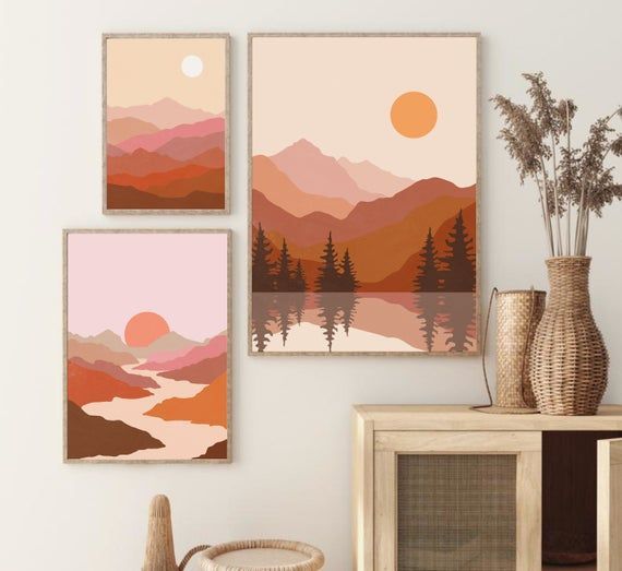Abstract Mountain Printable Wall Art Boho Landscape Prints – Etsy | Arte De  Pared Imprimible, Abstracto, Impresion Fotos In Abstract Terracotta Landscape Wall Art (View 11 of 15)