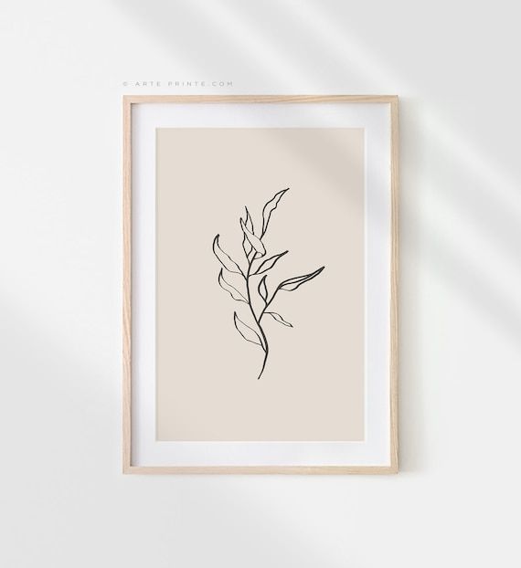 Abstract Plant Art Modern Plants Plant Line Drawing Neutral – Etsy France Inside Abstract Plant Wall Art (View 4 of 15)