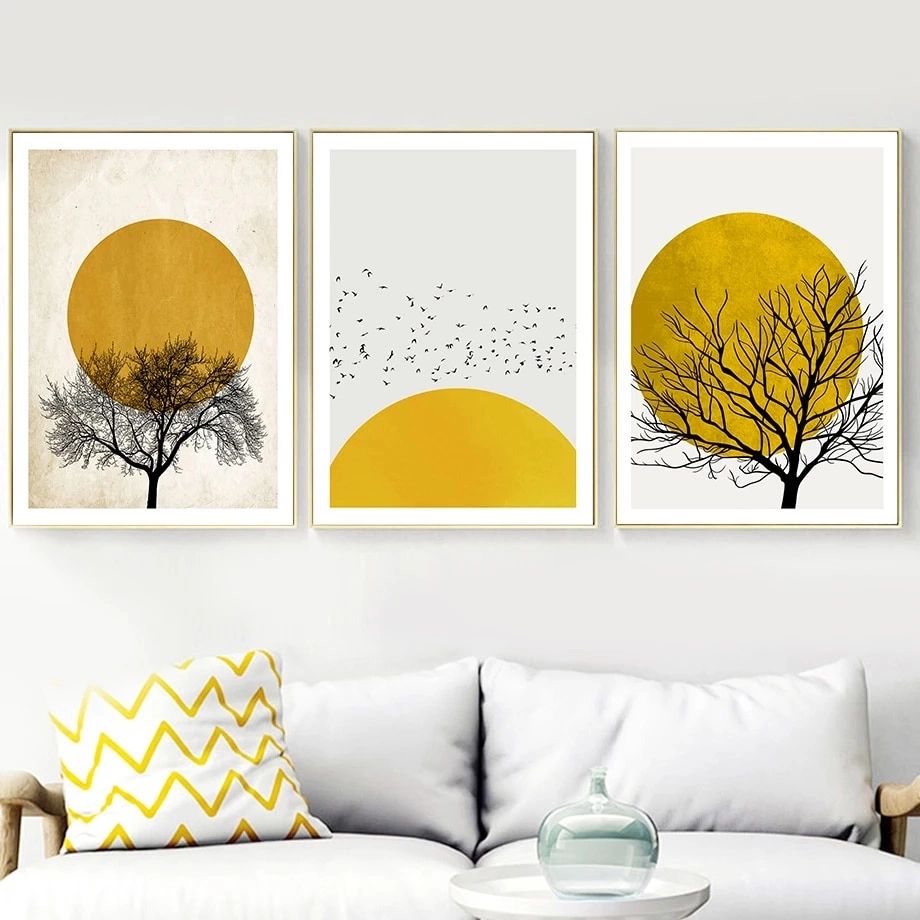 Abstract Tree Sun Minimalist Wall Art Canvas Painting Nordic Posters And  Prints Wall Pictures For Living Room Scandinavian Decor – Painting &  Calligraphy – Aliexpress With Regard To Minimalist Wall Art (View 10 of 15)